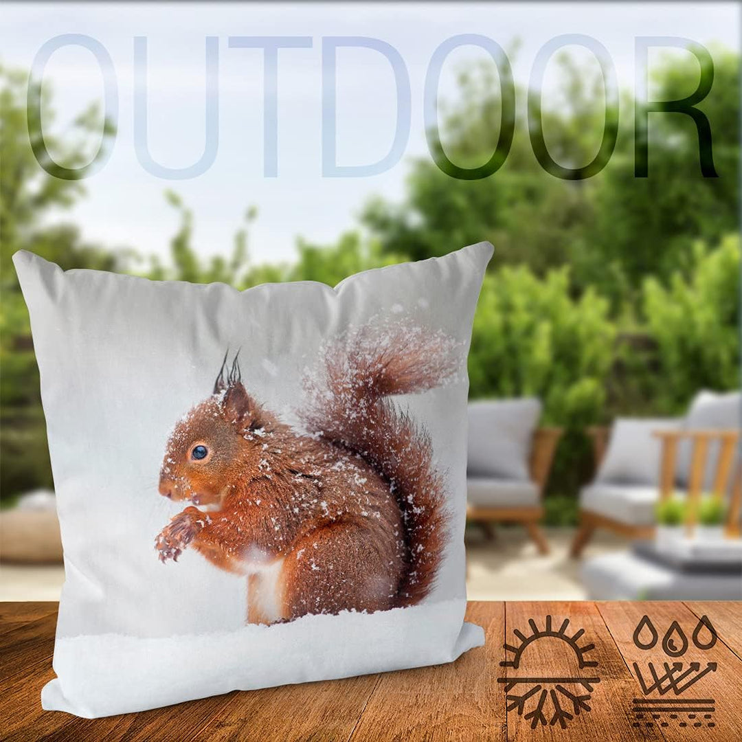 VOID Eichhörnchen Winter Schnee Kissenbezug Kissenhülle Sofakissen Kissen Deko Weihnachten Winter We