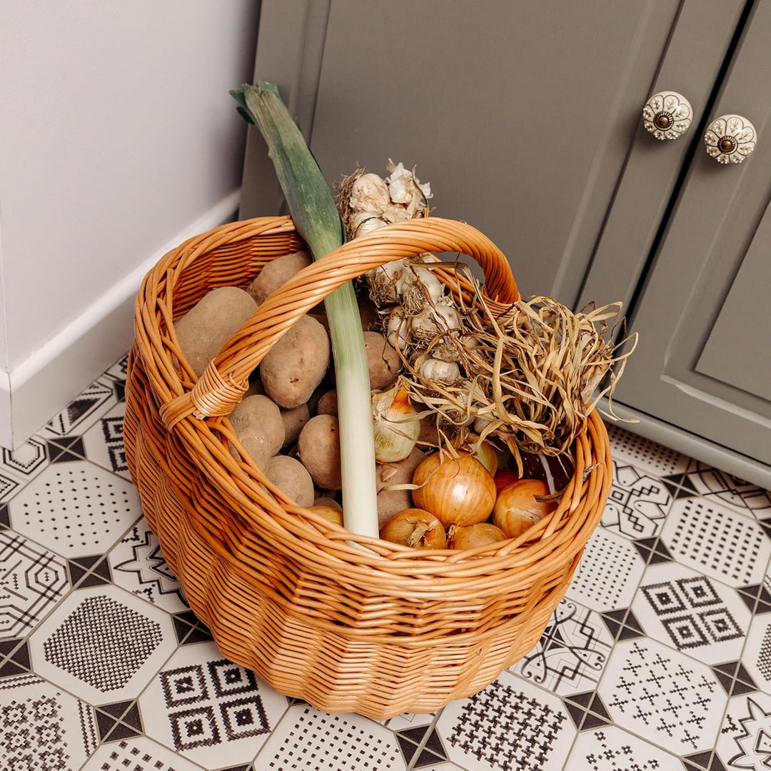 Creative Home Grosser Picknickkorb Weidenkorb mit Henkel | Einkaufskorb | 44 x 33 x 36 cm | Gross un