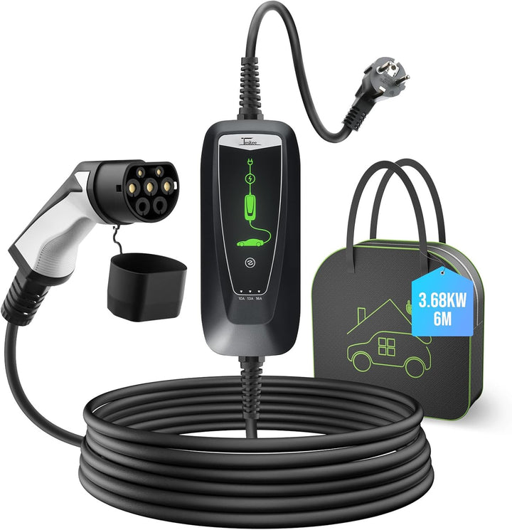 Teskee EV-Ladegerät Typ 2 Tragbare EV-Autos Heim-Ladestation Wallbox mit Anzeigeleuchte Tragetasche