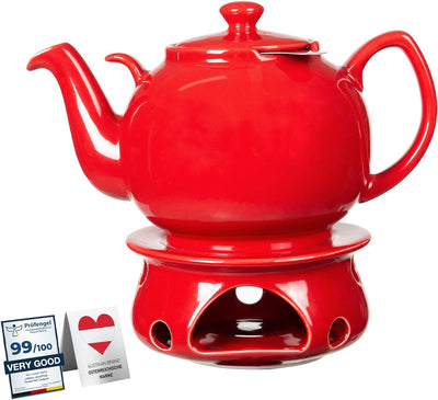 Teekanne mit Siebeinsatz Liverpool Rot 1,6 L Teekanne mit Edelstahl Sieb aus Keramik von URBAN LIFES
