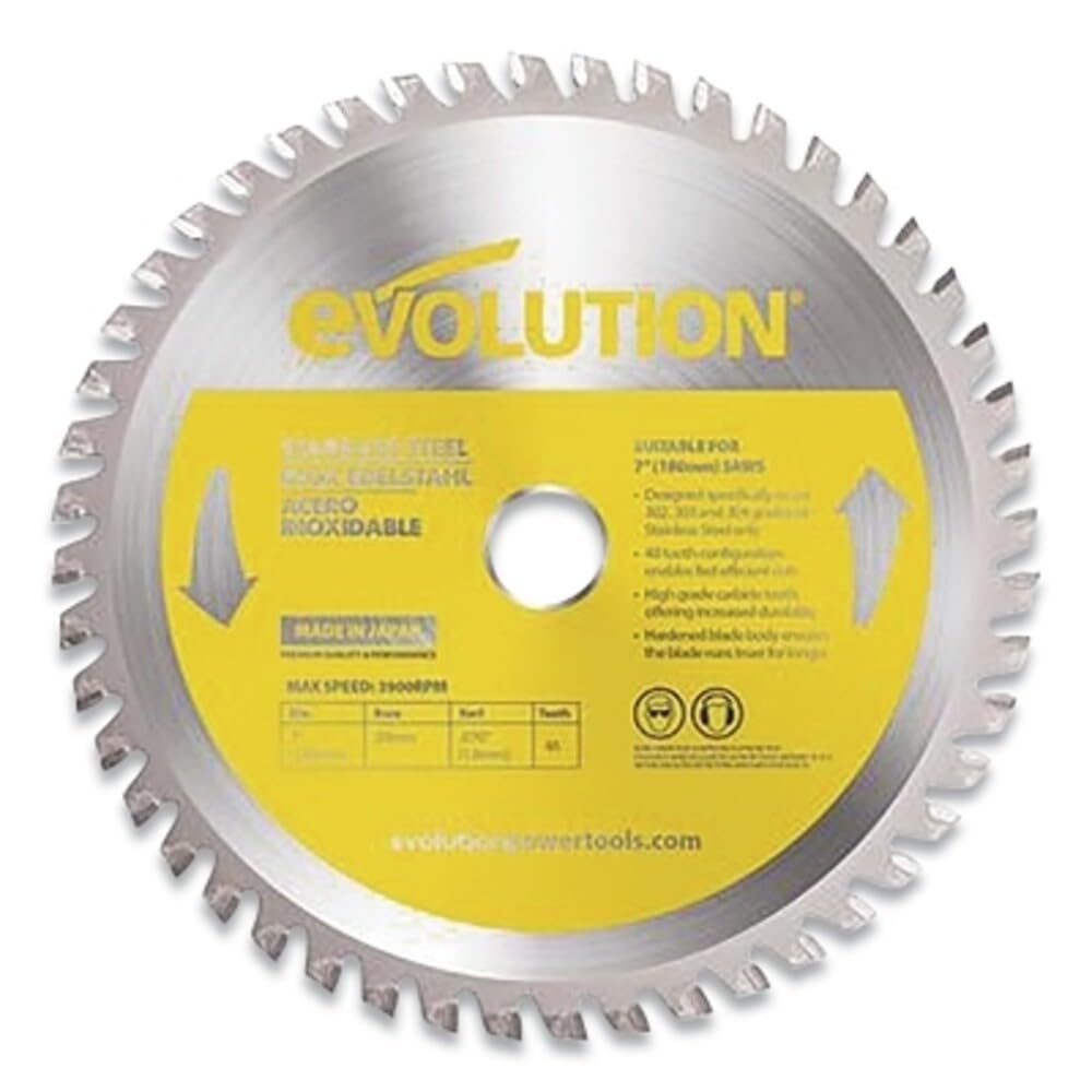 Evolution Power Tools Edelstahl Sägeblatt, 180BLADESSN, 48 Zähne, gelb, 7 Inch
