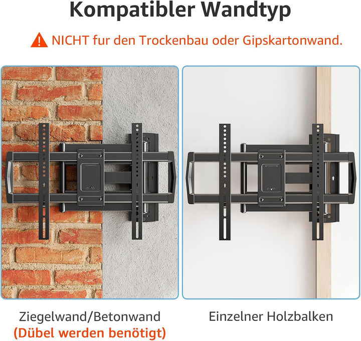 MOUNTUP 962mm Langarm TV Wandhalterung für 42–75 Zoll bis zu 45kg, Schwenkbare Neigbare Wandhalterun