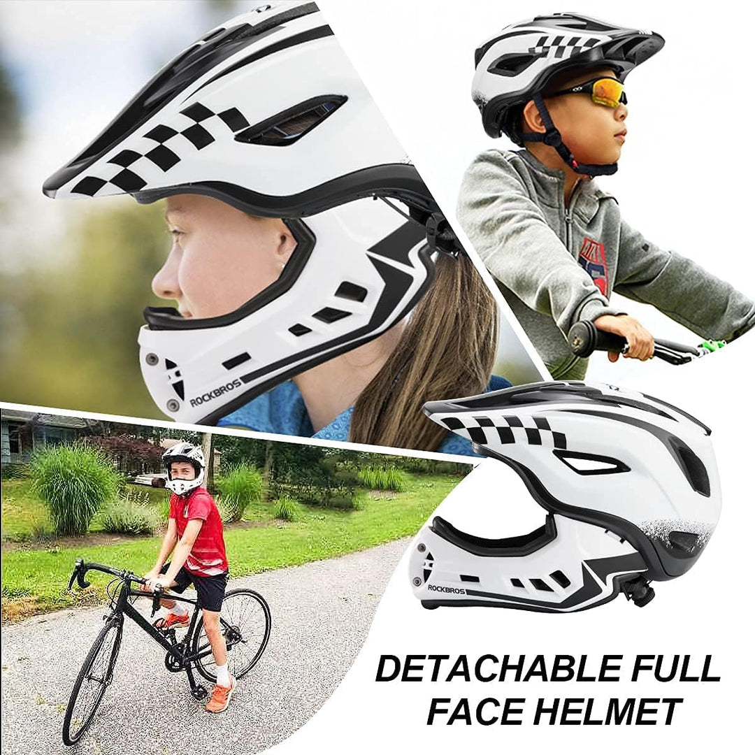 ROCKBROS Downhill Helm Kind Fahrrad Kinderhelm Integralhelm Fullface S 48-53cm M 53-58cm Jungen Mädc