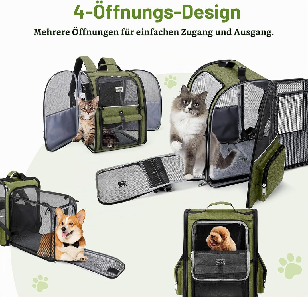 Erweiterbar Katzenrucksack Hunderucksack für Katzen Hunde bis 8kg, Gross Katzen Rucksack Faltbare Ha