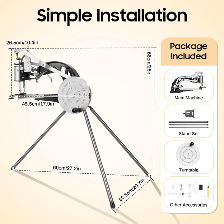 DAOHHFO Leder-Nähmaschine, Heavy Duty Hand Schuh Reparaturmaschinen mit Nadeln, Robuste Metall-Hand-