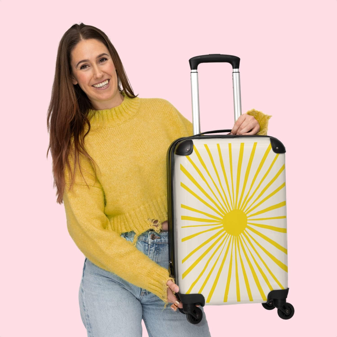 NoBoringSuitcases.com® Koffer Handgepäck Trolley Rollkoffer Kleine Reisekoffer mit 4 Rollen - Sonne