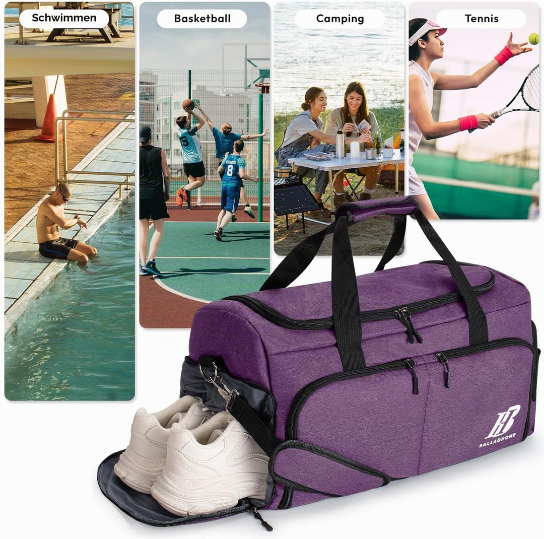 Sporttasche Reisetasche für Damen und Herren Trainingstasche Gym Bag mit Schuhfach und Nassfach Duff