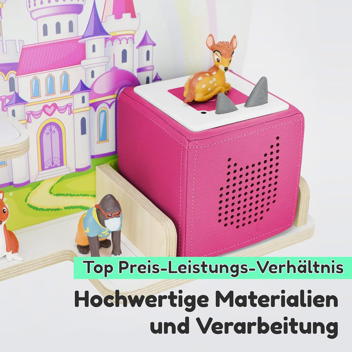 stadtecken Holzregal für Musikbox I passend für die Toniebox und ca. 35 Tonies I Perfekte Aufbewahru