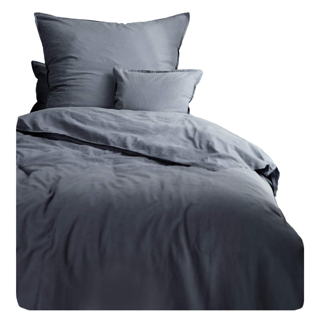 Hahn Vintage Renforce Bettwäsche Stonewashed | 888 anthrazit - 200x200 + 2X 80x80 cm