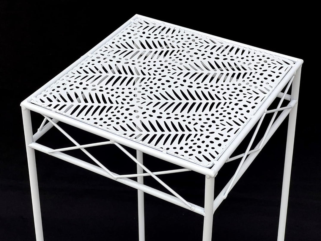 DanDiBo Blumenhocker Weiss Metall Eckig Blumenständer 96314 3er Set Beistelltisch Blumensäule Modern