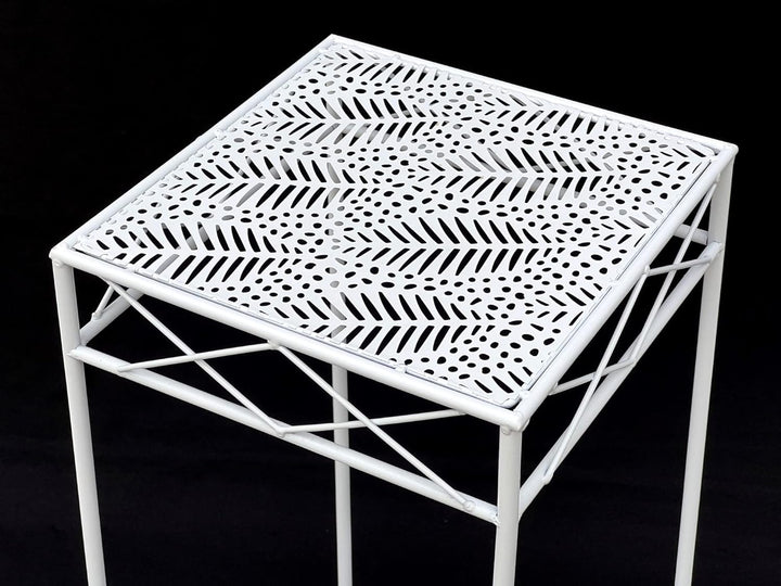 DanDiBo Blumenhocker Weiss Metall Eckig Blumenständer 96314 3er Set Beistelltisch Blumensäule Modern