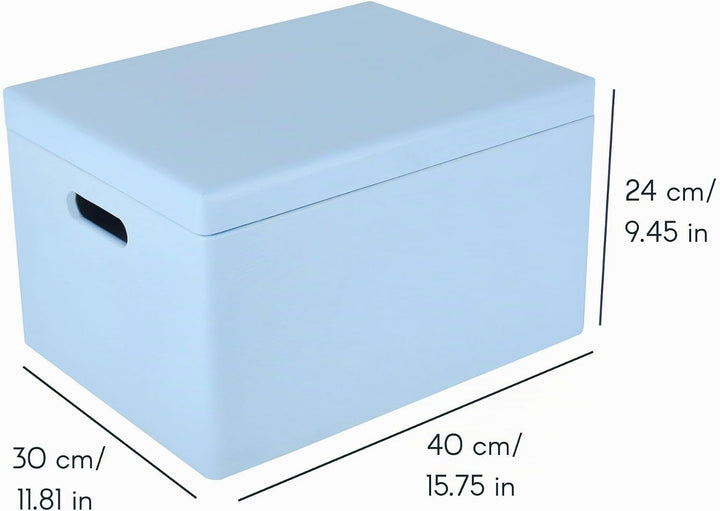 Creative Deco XXL Blau Grosse Holzkiste mit Deckel | 40x30x24 cm (+/-1cm) | Holztruhe Erinnerungsbox