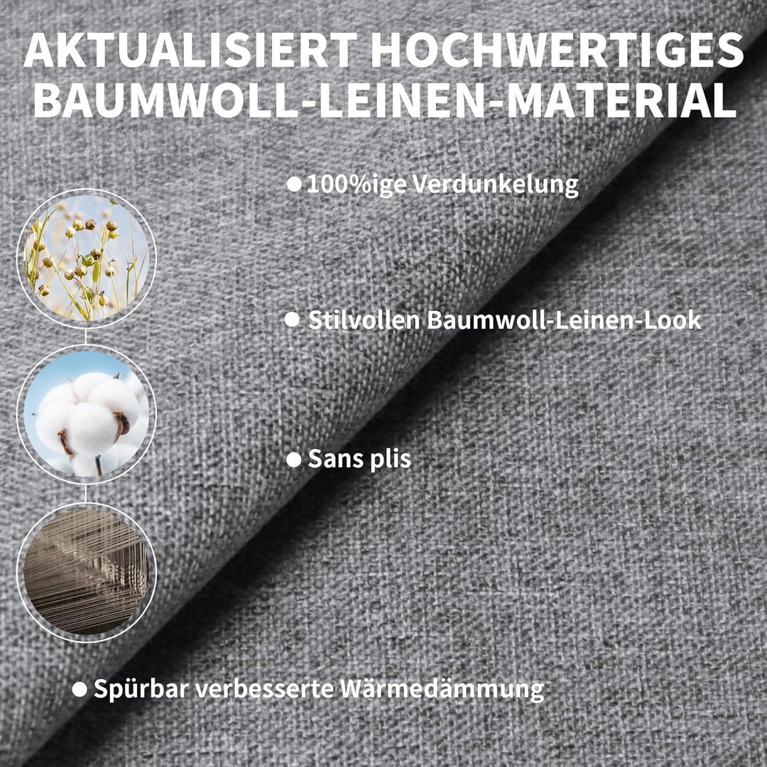 BKSAI Fenster Verdunkelung Dachfenster Leinenoptik Material-Upgrade für Faltenfreie Verdunklungsroll