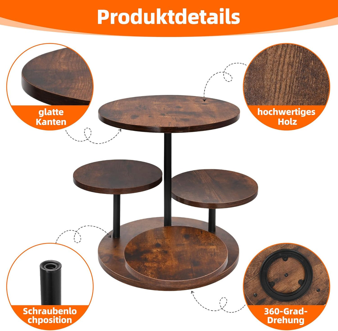 ohbien 4 Etagen Tortenständer Holz 360°drehbares, Torten Etagere Kuchen Ständer für Cupcakes, Kuchen
