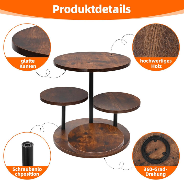 ohbien 4 Etagen Tortenständer Holz 360°drehbares, Torten Etagere Kuchen Ständer für Cupcakes, Kuchen