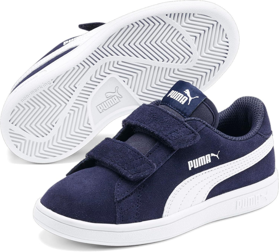 Puma Smash CV V Unisex-Kinder Sneakers 33 EU Peacoat Puma White, 33 EU Peacoat Puma White