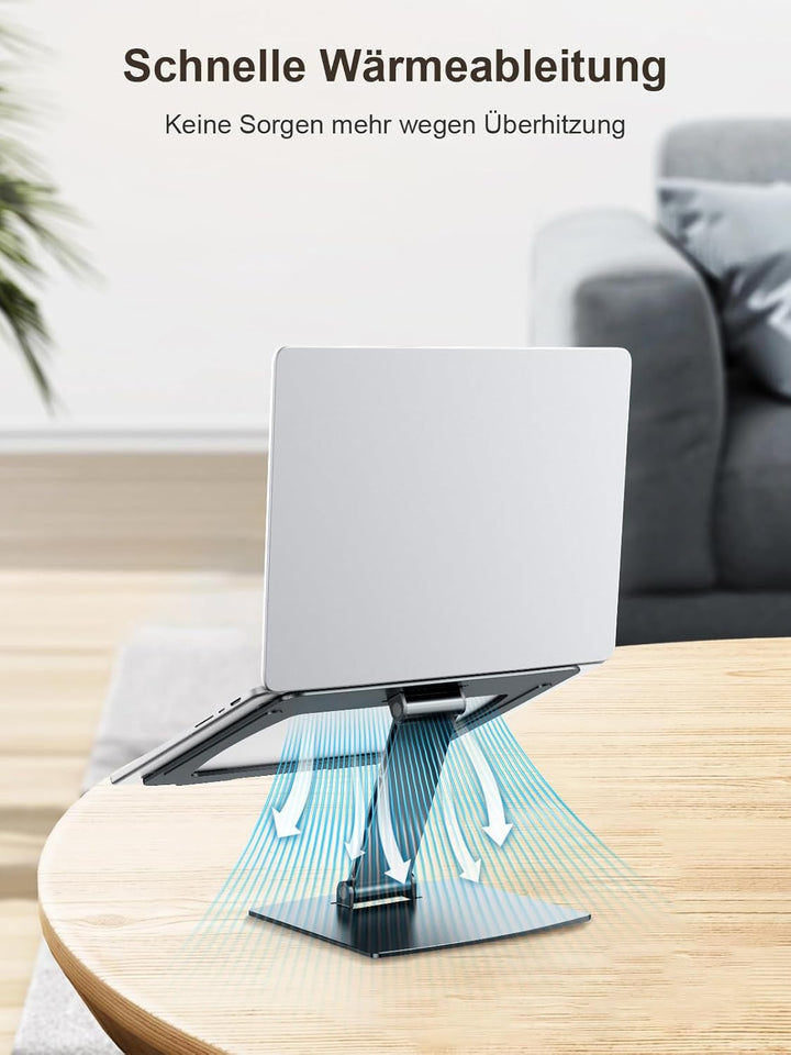 CIRYCASE Laptop Ständer Höhenverstellbar, Schnell Kühlender Laptop Stand, Ergonomischer Tragbarer Al