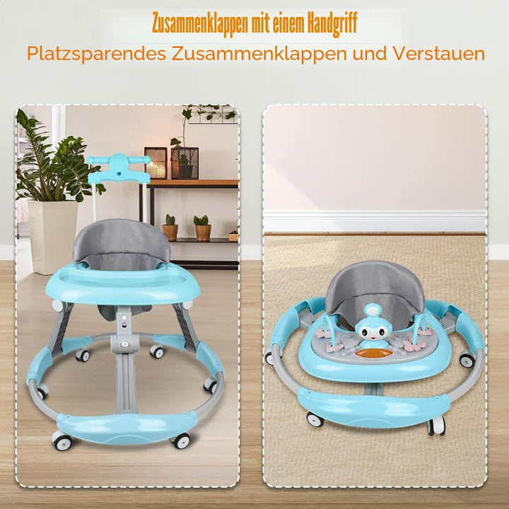5-in-1 Lauflernhilfe für Babys, mit verstellbaren Höhen, Gehfrei Babywalker ab 6 Monate, bis zu 25 k