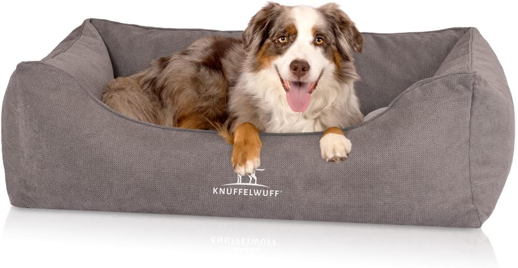 Knuffelwuff orthopädisches Hundebett Baltimore M-L 80 x 55cm Grau - Hundekissen für grosse, mittelgr