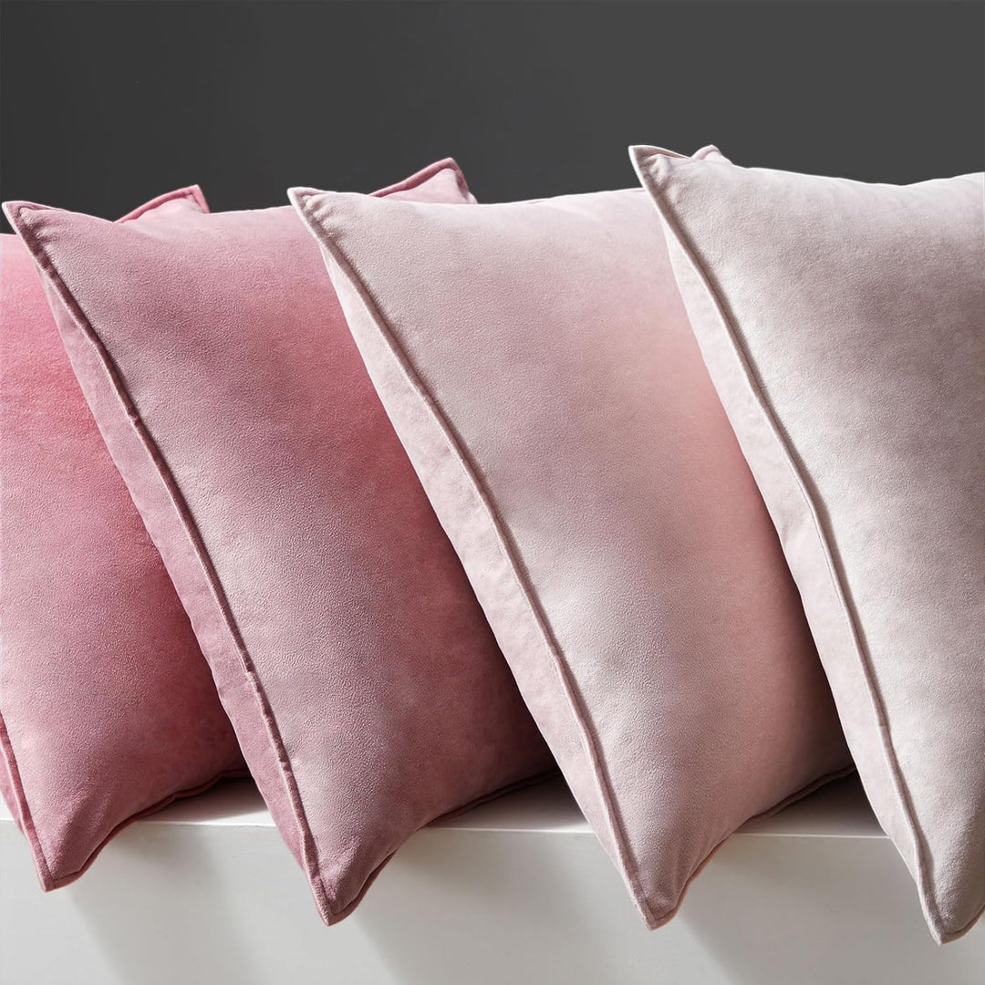 Topfinel Kissenbezug 50x50 cm rosa 4er Set Samt Kissenbezüge Kissenhülle Dekokissenbezug sofakissen