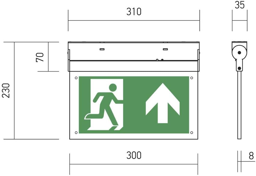 B-SAFETY BR599130 LED Fluchtweg-Notbeleuchtung Deckenaufbaumontage Ausgang, Rettungsweg, rechts, lin