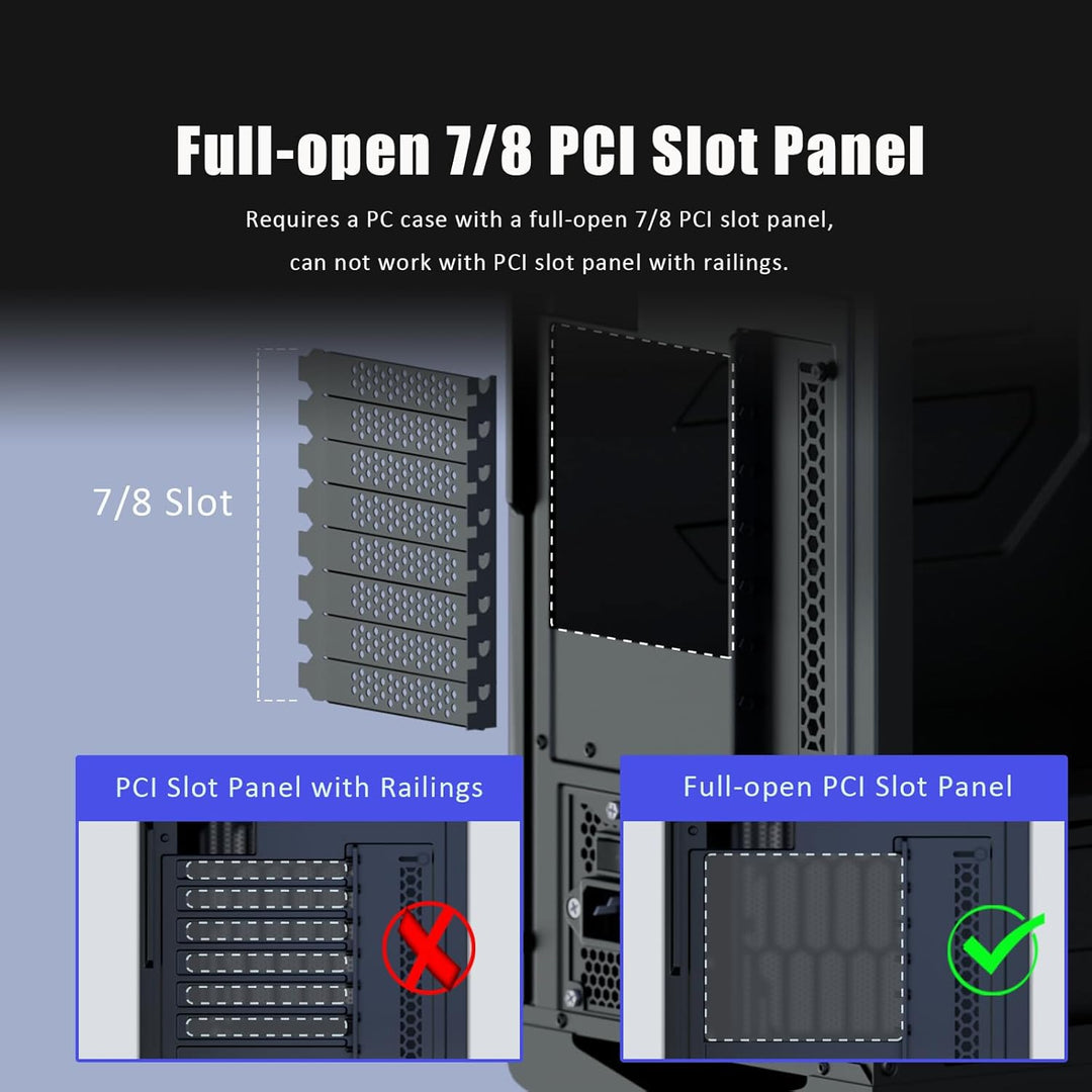 GLOTRENDS 3-Slot GPU Halterung mit 150mm PCIe 5.0 Riser Kabel für GPU Vertikalmontage, Kompatibel mi