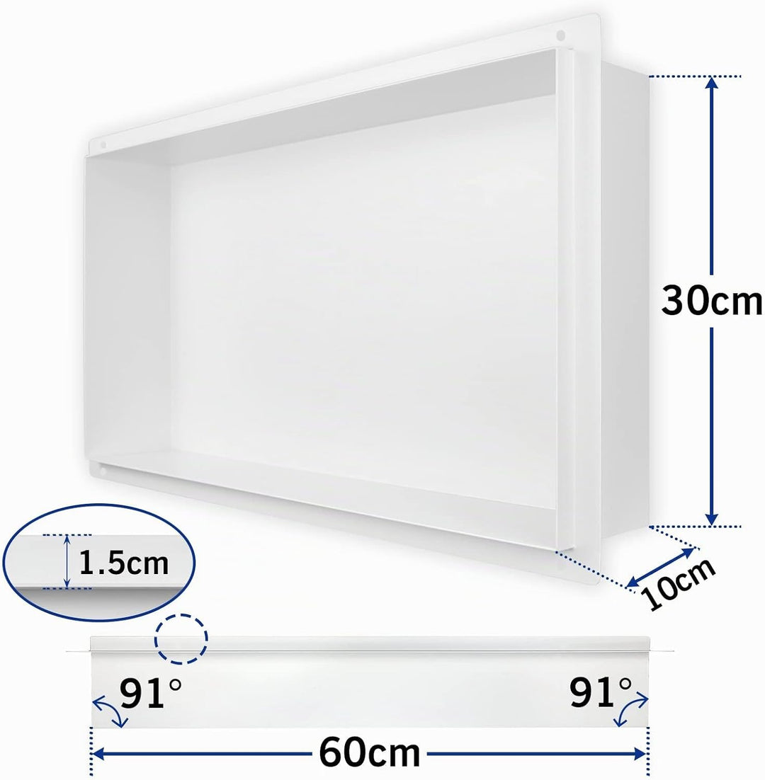 Duschnische aus Edelstahl weiss 60 cm × 30 cm × 10 cm Keine Fliesen erforderlich Nischendusche für d