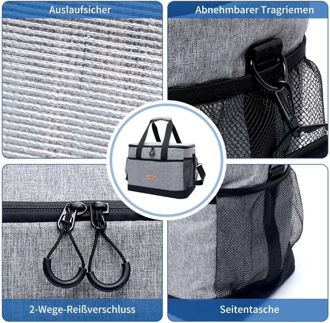 Valle Verde Multifunktionale Kühltasche – Kühlbox mit 4-lagiger Isolierung, Auslaufsicher, mit Seite