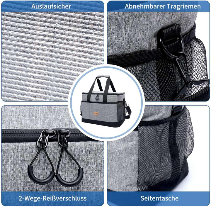 Valle Verde Multifunktionale Kühltasche – Kühlbox mit 4-lagiger Isolierung, Auslaufsicher, mit Seite