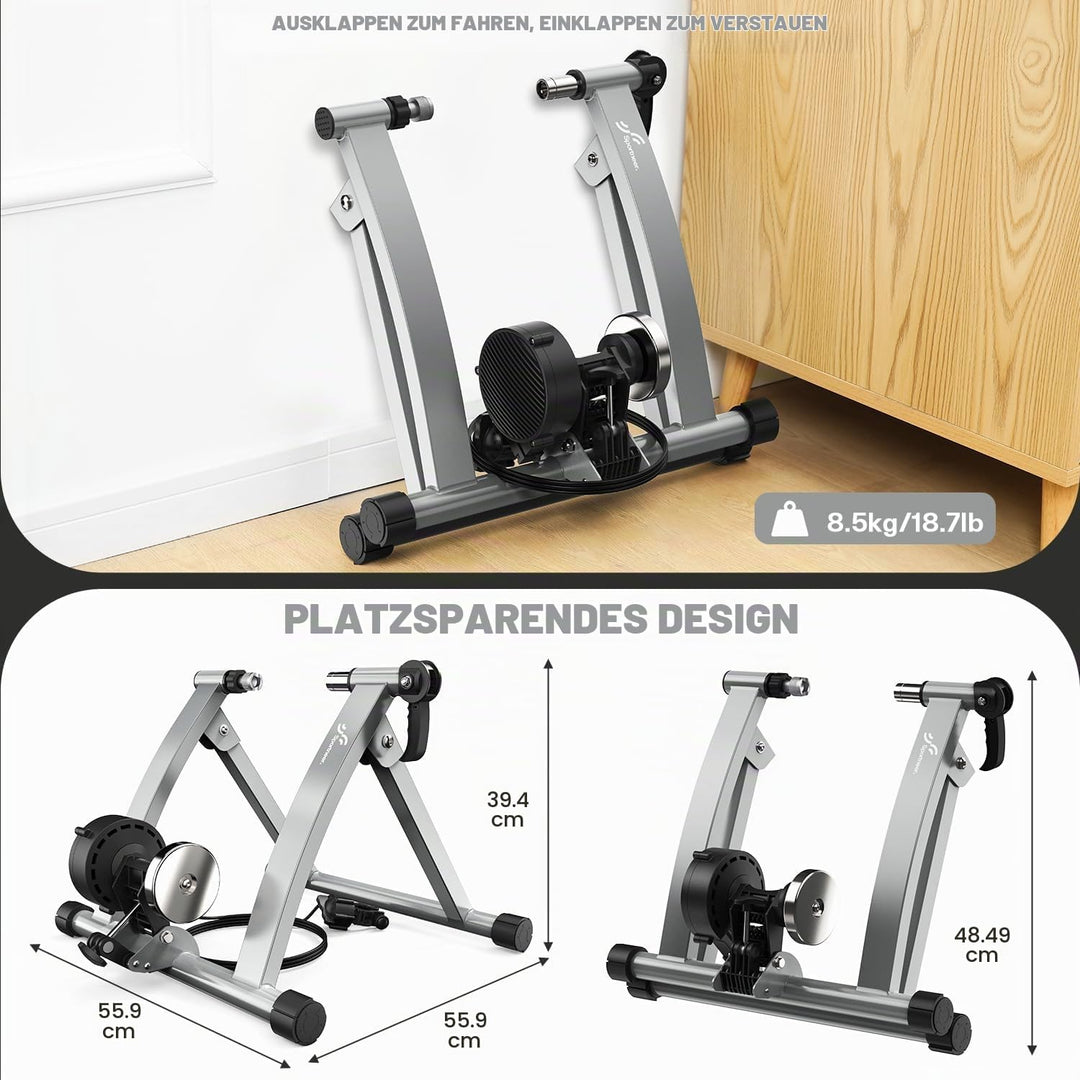 Sportneer Rollentrainer Fahrrad - Magnetischer Rollentrainer für 26-28" &amp; 700C Schnellspanner Vorder