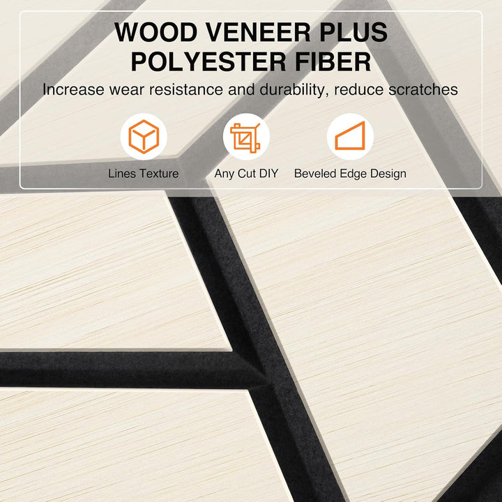 JAMELO Akustikpaneele Holz Furnier 10 Stücke (Weiss Eiche | Hexagon, 30 * 15 * 1,2cm) 30*15*1,2cm We