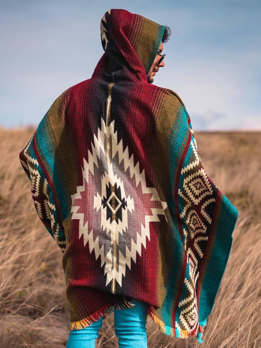 Alpaca World Unisex Alpaka Poncho Einheitsgrösse Meerblau, Weinrot, Beige, Variety
