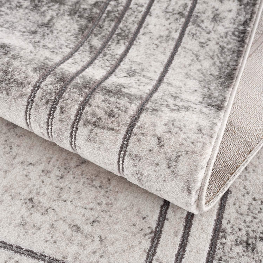 carpet city Teppich Wohnzimmer Bordüre - 80x150 cm Grau Meliert - Moderne Teppiche Kurzflor 80x150 G