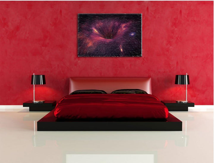 Pixxprint Schwarzes Loch im Weltall als Leinwandbild/Grösse: 100x70 / Wandbild/Kunstdruck/fertig bes