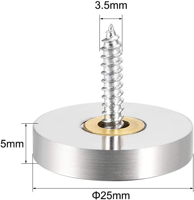 sourcing map 8Stk Spiegel schraube Dekorative Kappen abdeckung Nägel Edelstahl Poliert 25 mm 25mm, 2
