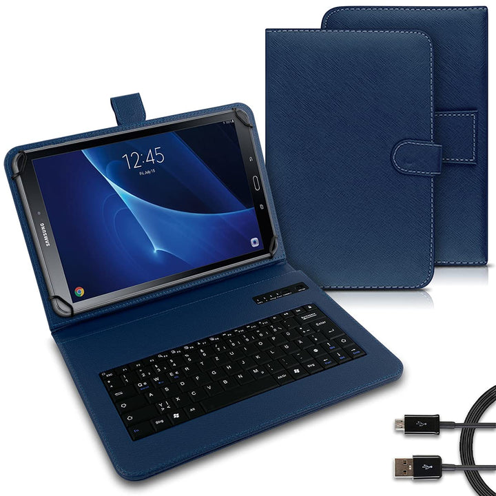 UC-Express Tablet Tasche kompatibel für Samsung Galaxy Tab A6 10.1 2016 T580 T585 Tastatur Hülle Blu