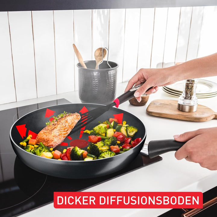 Tefal C38819 Hard Titanium Essential Wokpfanne 28 cm | Antihaftversiegelung mit Titanpartikeln | The