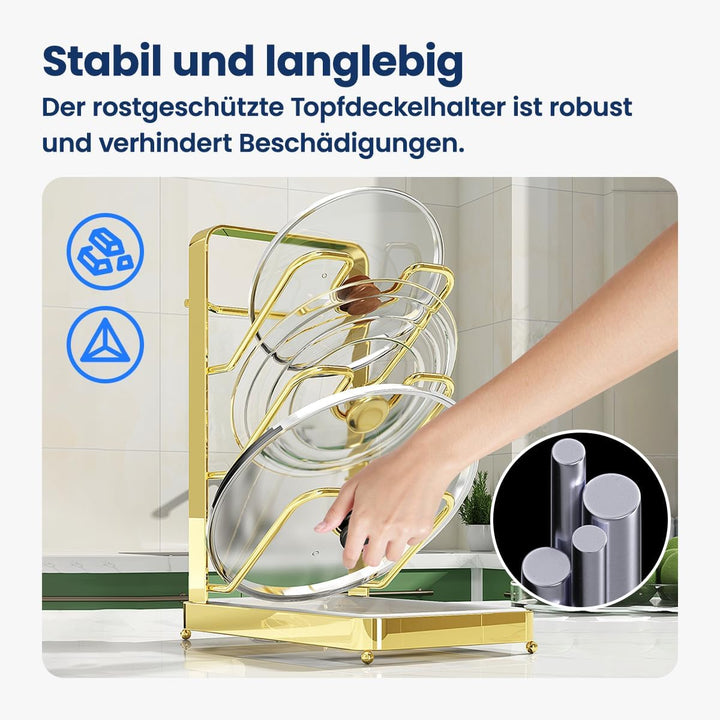 Deckelhalter, Küchen Organizer, Vertikaler Topfdeckelhalter, Deckel Organizer Küche mit 3 Ebenen, pl