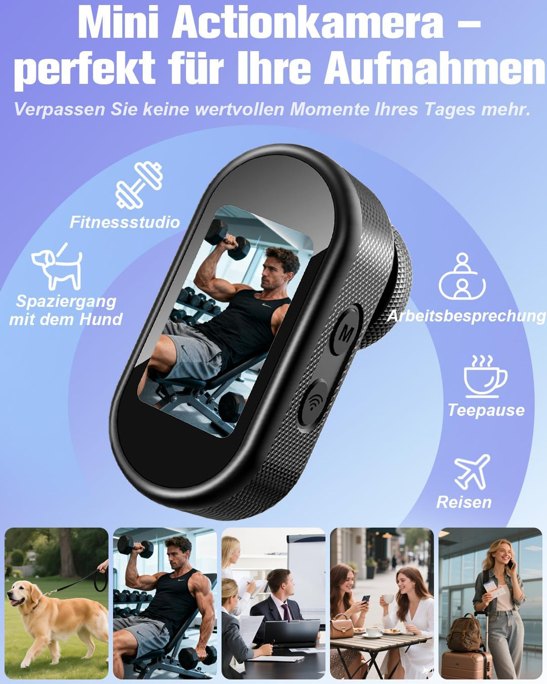 Action Cam 4k, WiFi Bodycam Mini Körperkamera Actionkamera 120° Weitwinkel, Helmkamera Motorrad 150