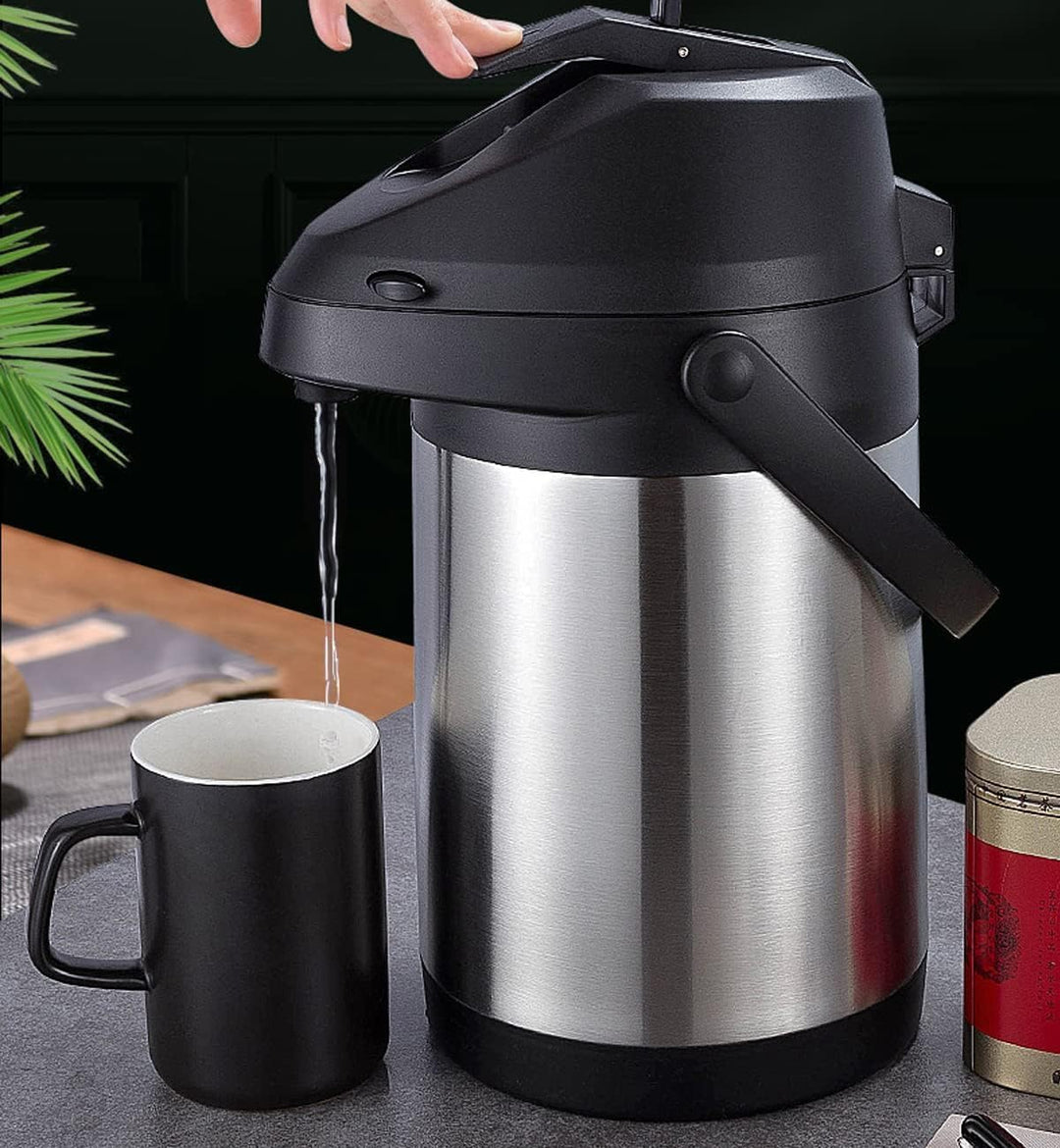 4L Pumpkanne Thermoskanne Isolierflasche mit Pumpe,Pump-Kaffeekanne mit Tragebügel,Pumpkanne aus pol