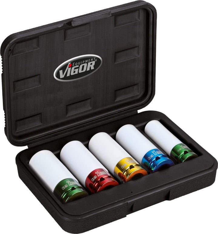 ViGOR V2257 Schlagschrauber-Steckschlüsselsatz | 12,5 mm Vierkantantrieb (1/2 Zoll), 17 - 21 mm Schl