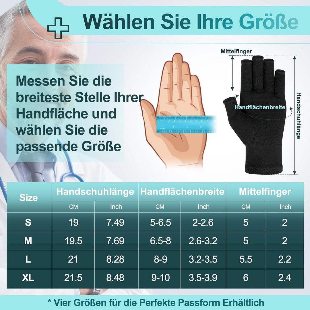 Kiiwah 2 Paar Arthrose Kompressionshandschuhe für Damen und Herren, Fingerlose Arthritis Handschuhe