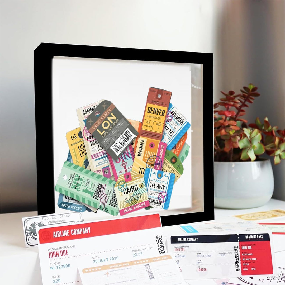 Reise Abenteuer Archivbox für Erinnerungen, 29*29cm Reise Konzert Ticket Schattenbox mit Schlitz, Re