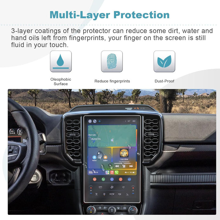CDEFG Kompatibel mit Ford Ranger Wildtrak X XLT 2023 2024 2025 Navigation Schutzfolie 12 Zoll Sync 4