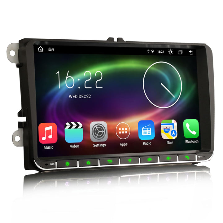Erisin 8-Kern 4GB+64GB 9 Zoll Android 14 Autoradio mit Bluetooth GPS Navi für VW Touran Passact B7 T
