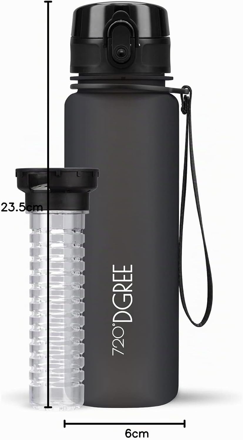 720°DGREE Trinkflasche “uberBottle“ 350ml, 500ml, 650ml, 1l softTouch +Früchtebehälter - Auslaufsich