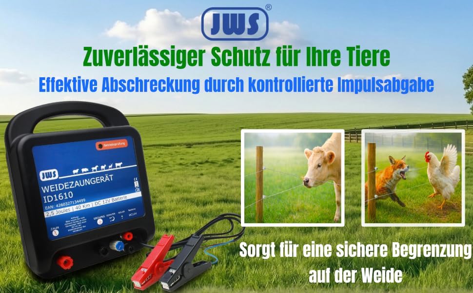Weidezaungerät 12 Volt 12 V Solar Weidezaun Weidegerät Elektrozaungerät 2,5 Joule