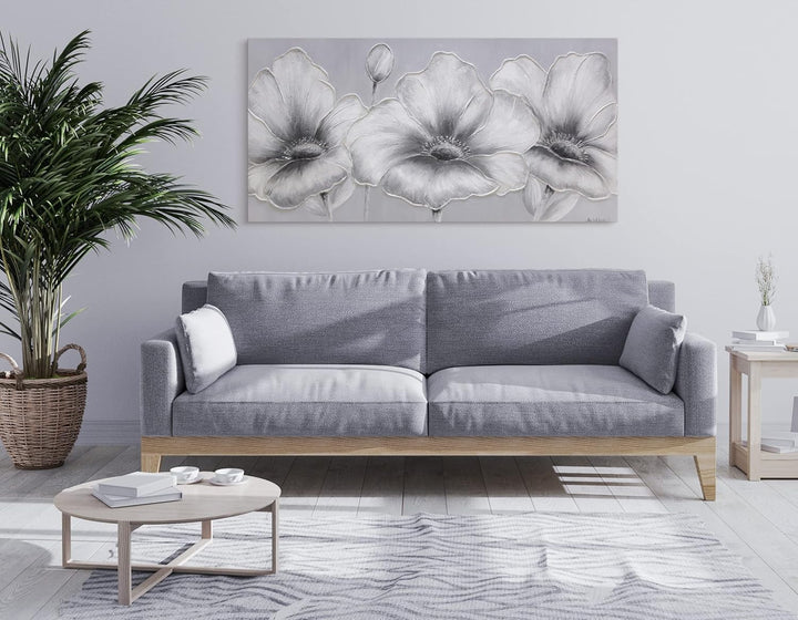 YS-Art XXL Abstrakt Acryl Gemälde auf Leinwand handgemalt Blumen Wandbilder Wohnzimmer moderne minim