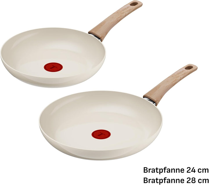Tefal Reflect On 2-tlg. Pfannen-Set, 24/28 cm, keramische Antihaftbeschichtung, recycelter Aluminium