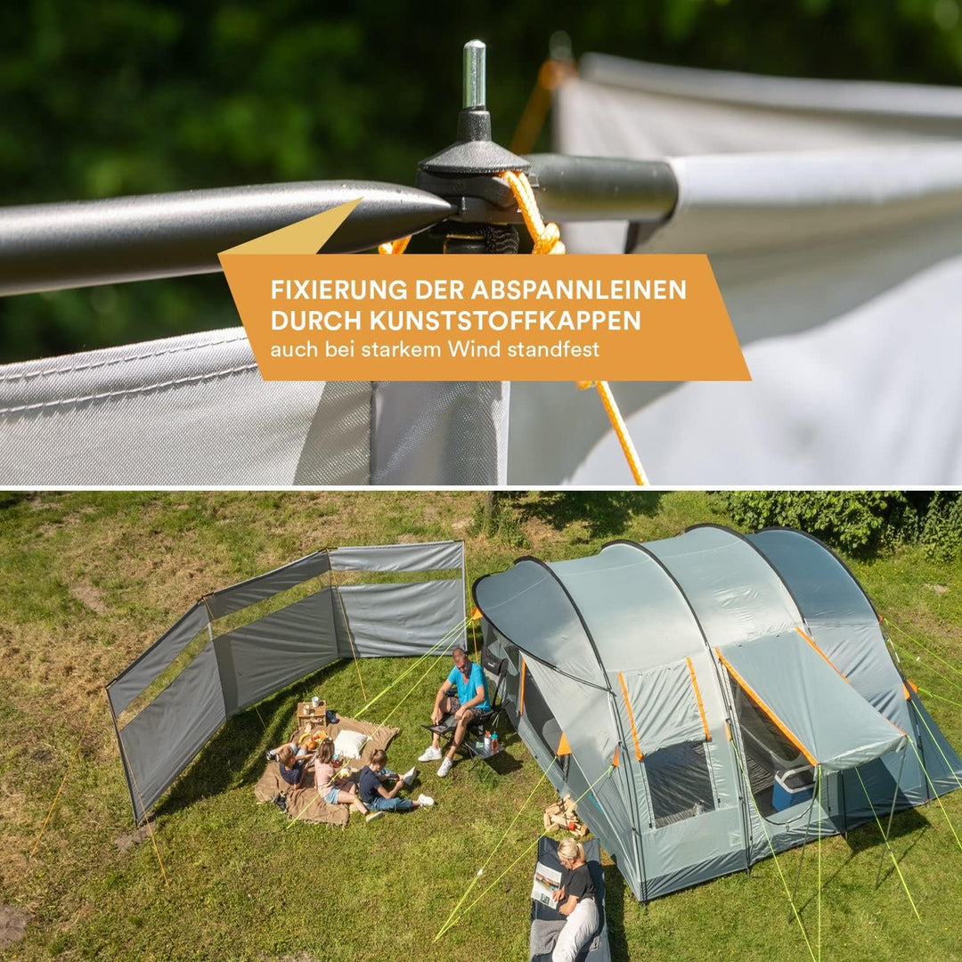 Skandika Windschutz Bora 4,5 m / 6 m | Camping Sichtschutz mit Stangen, stabil, sturmfest, ohne Bohr
